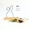 set 4 houten standaard, frame haas, droogbloemen neutraal
