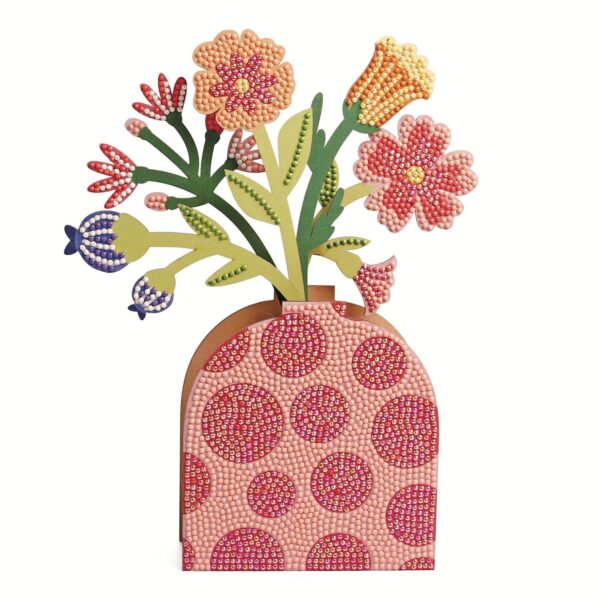 diamond painting vaas met bloemen van hout