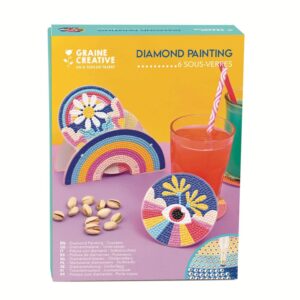 diamond painting set - 6 onderzetters in houder -kinderen