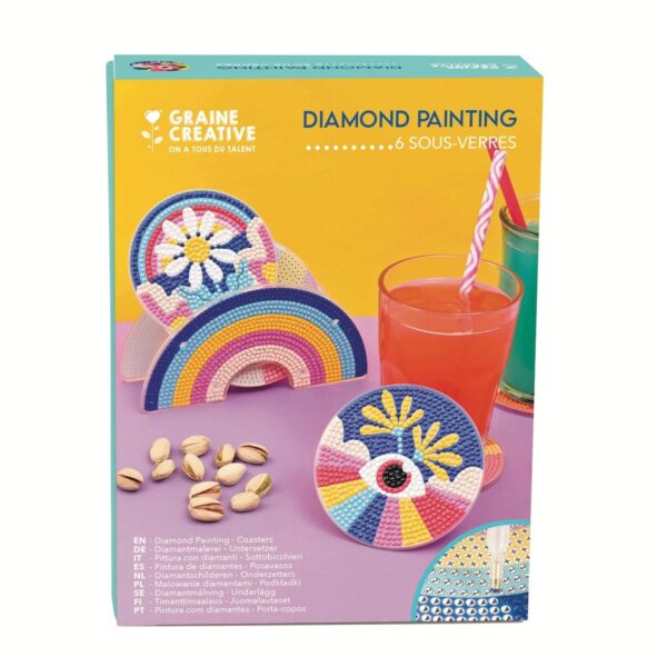 diamond painting set - 6 onderzetters in houder -kinderen