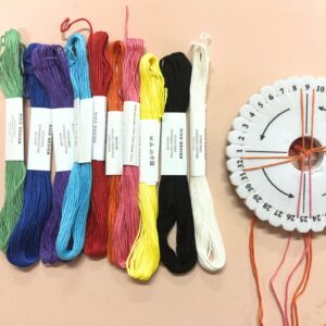 kumihimo schijf + borduurgaren regenboog 10 stuks