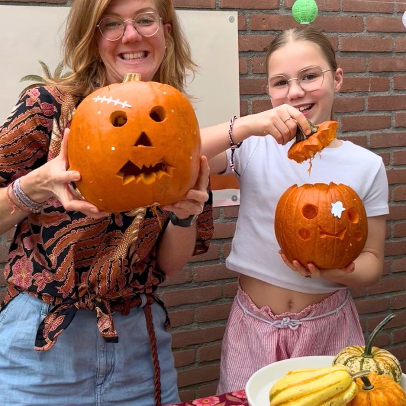 halloween pompoen snijden eindresultaat